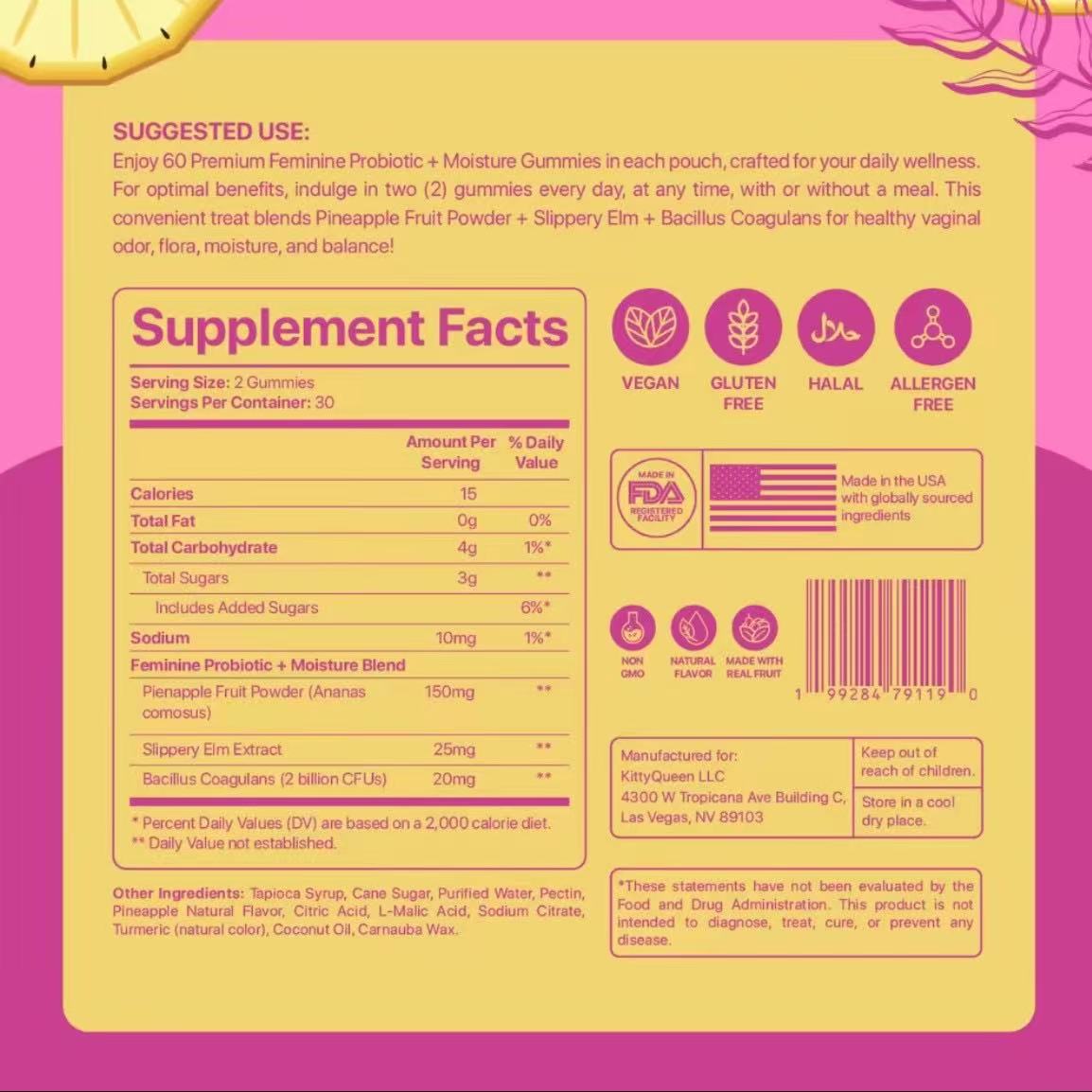 Pineapple Probiotic Gummies for Women