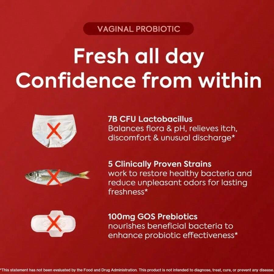 Fresh all day, Confidence from within - 7B CFU Lactobacillus, 5 Clinically Proven Strains, GOS Prebiotics